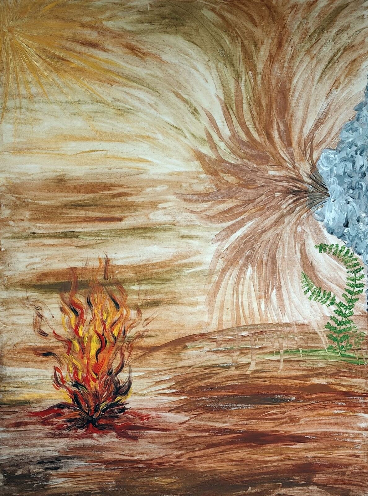 Aquarell mit Feuer, Wind und Farn — Urrufweib